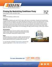 Tech Tip-907: Priming the Neutralizing Conditioner Pump